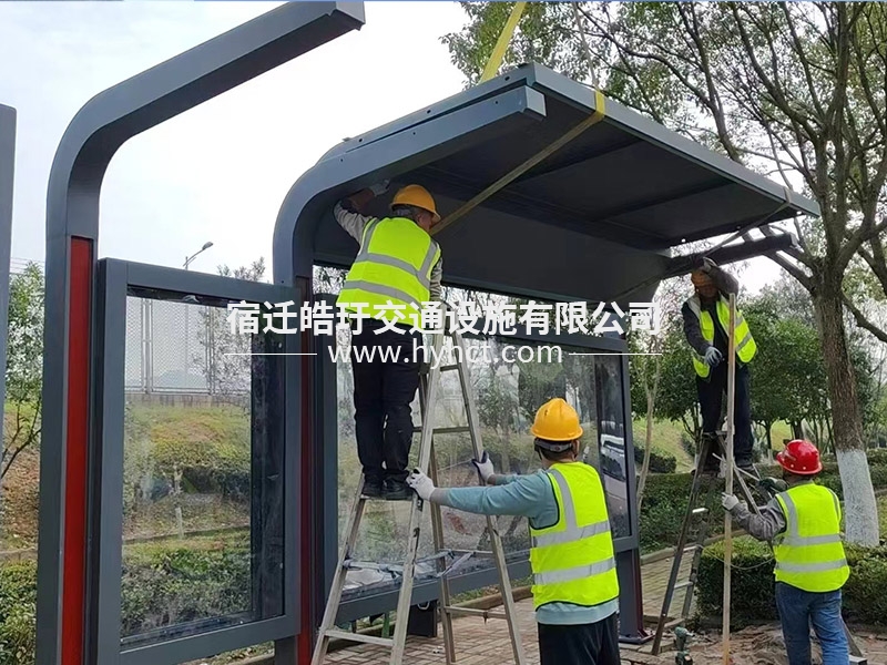 公交站臺(tái)候車亭生產(chǎn)廠家安裝案例現(xiàn)場